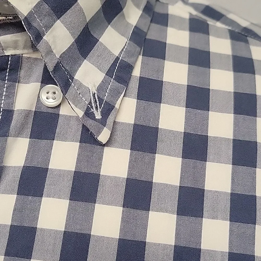 ❤️J.CREW Mens Size M Shirt Long Sleeve Pocket cage white with navy.